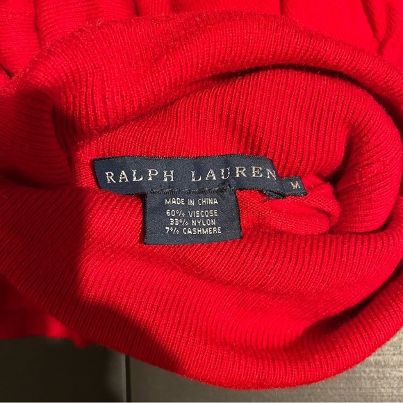 Ralph Lauren Women's M Turtleneck Sweater Red Viscose Cashmere Blend - Picture 2 of 5